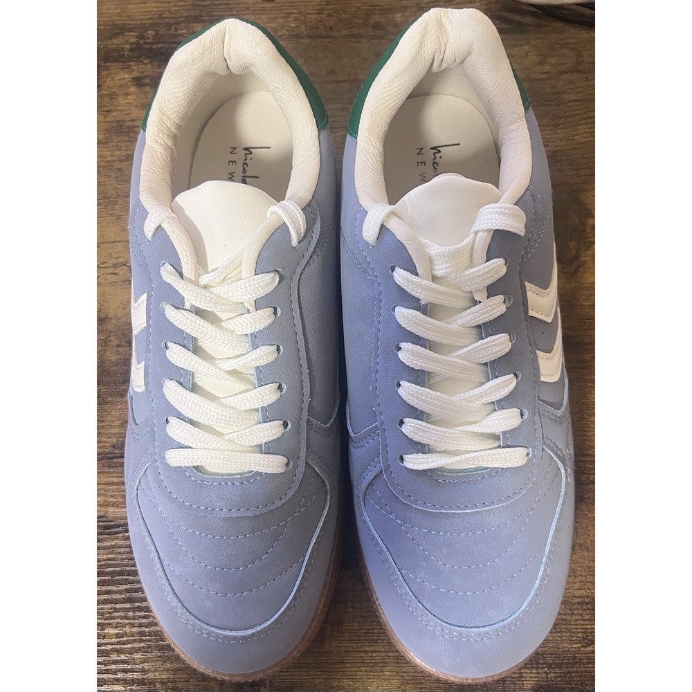 Nicole Miller Women's Casual Sneakers Blue Green Gum Sole Lace Up Size 8